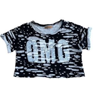 The Classic Graphic "OMG" Cut Out Crop Top Size Medium